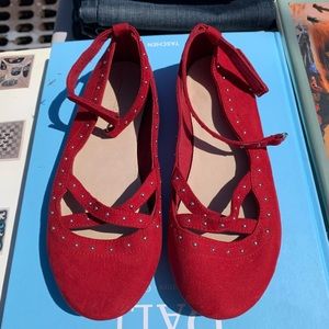 Zara red studded ballerina shoes 35